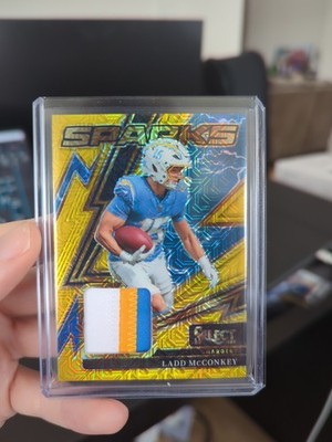 2025 Panini Select Ladd McConkey GOLD Sparks 3-Color Patch /10   Chargers
