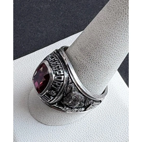 PLATA ESTERLINA 925 Y TOPACIO CREADO EN LABORATORIO MCKEESPORT ESCUELA TIGRES ANILLO CIELO Foto 3 de 4