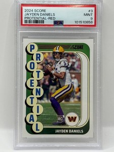 2024 Score - Protential Jayden Daniels #3 Red (RC) Rookie Commanders PSA MINT 9