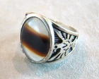 Vintage Wheeler Manufacturing Sterling Silver Montana AGATE Eagle Ring Size 10.5