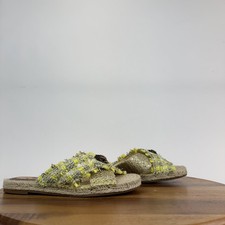 New Womens Kurt Geiger Kensington Esparille Yellow Knit Crisscross Sandals Sz 38