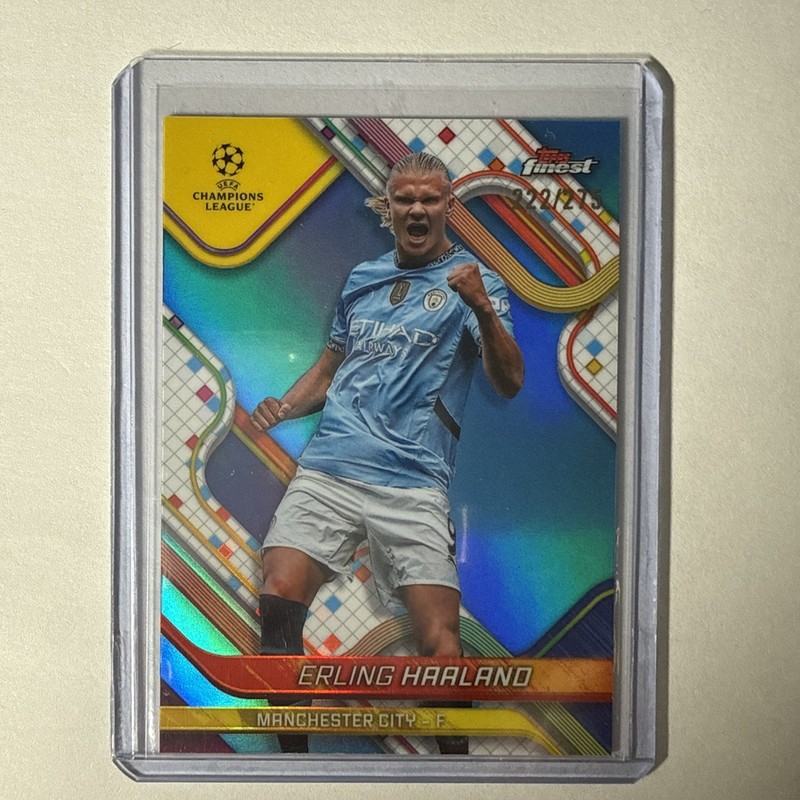 2024-25 Topps Finest Uefa Club - Erling Haaland #50 Sky Blue Refractor /275