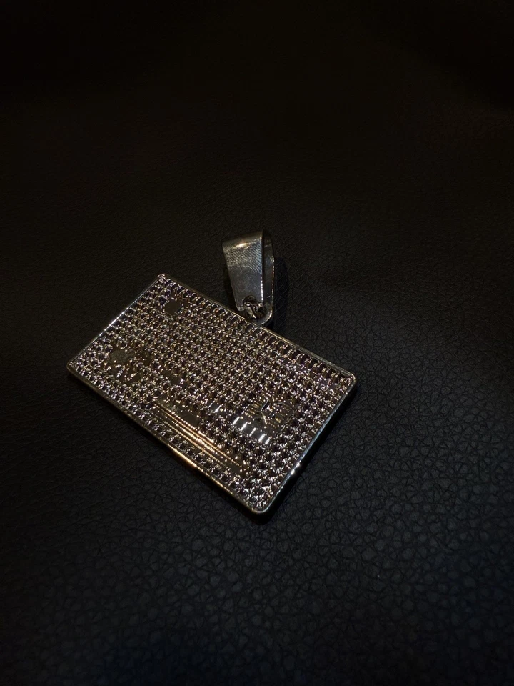 Moissanite Rapper Bussdown Credit Card Pendant Fine Silver Plated For Men  - Image 3 of 4