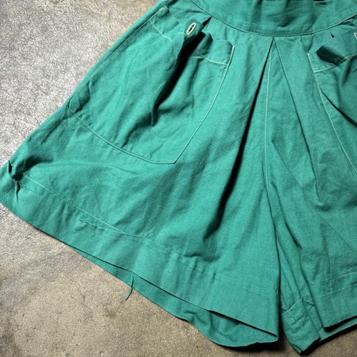 Vintage 1930s Green Cotton Shorts Hip Pockets Sportswear High Waist Separates - Picture 5 of 13