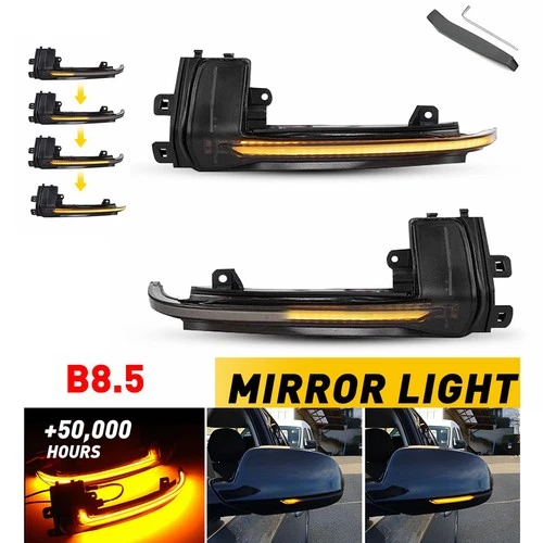 Dynamic Amber Side LED Mirror Light Fit Audi A3 A4 A5 S5 RS3 RS4 RS5 2010-2016
