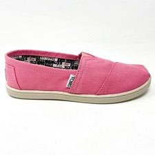 Toms Classics Pink Canvas Youth Girls Slip On Casual Flat Shoes