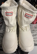Hunter Women’s Wanderer Short Insulated Snow Boot Willow White Sz 9 Vegan Shear 