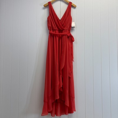 Davids Bridal Crinkle Chiffon Wedding Bridal Maxi Dress Size 10 Cocktail Summer