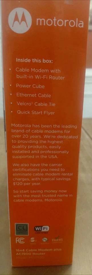 Motorola MG7550 (16x4) Cable Modem + AC1900 Wi-Fi Router Combo  DOCSIS 3.0    - Image 3 of 4