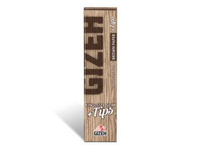 GIZEH BROWN King Size Slim + Tips - 34 ungebleichte Blättchen & Filter Tips