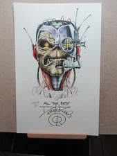 DEREK RIGGS Autographed 11"x17" Colour Cyborg Eddie Print. Iron Maiden