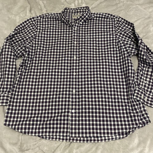 Duluth Trading Company Button Down Hemd Langarm Kariert Blau Herren Größe 3XL