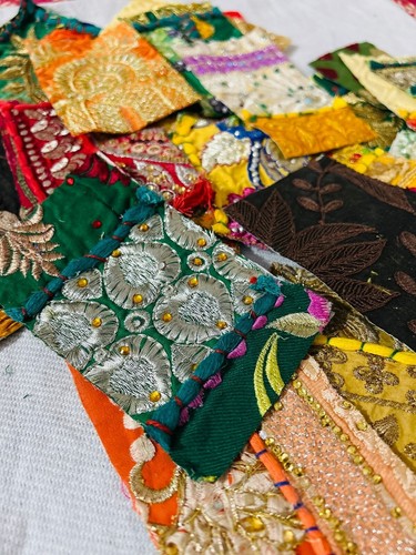 Vintage Embroidered Fabric Scraps Boho Cotton Scraps Junk Journal Charm pack - Picture 9 of 11