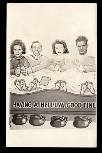 WACKY SWINGER HOT WOMEN & MEN NUDE in CARTOON BED ~ 1940s RPPC PHOTO eBay