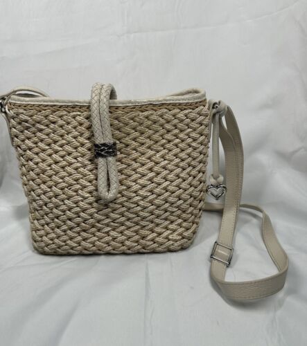 Brighton Woven Jute & Cord Leather Crossbody/shoulder Bag, EUC