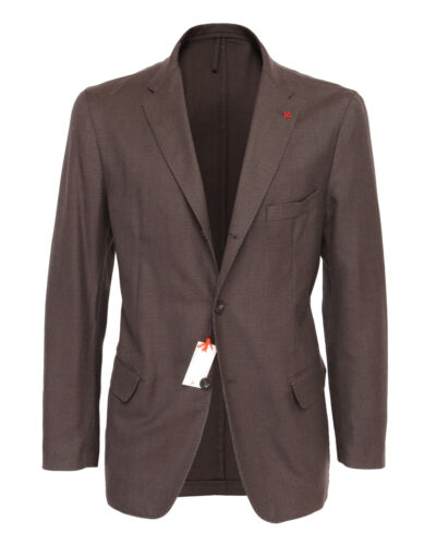 Neu mit Etikett Isaia Napoli Sport Mantel Jacke braun Wolle Hahnentritt Luxus Italien 52