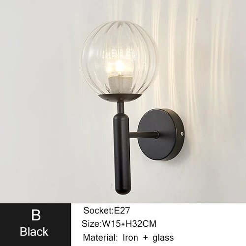 Wall Lamp Bedroom Beside Glass Ball LED Wall Lights Bathroom Mirror Stair Lights - Picture 10 of 34