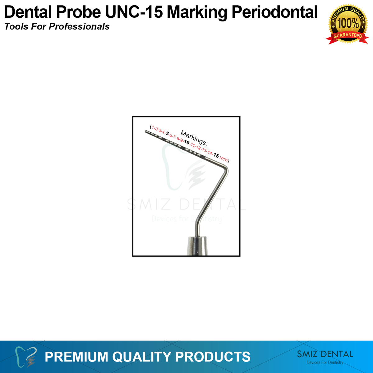 3 Pack Dental Williams Explorer Probe UNC 15/23 - Double Ended Periodontal Instrument With Color Coded Markings