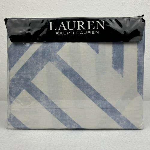 Ralph Lauren FULL QUEEN Bennett Geometric Duvet Cover Set Shams Blue Cornflower - Picture 8 of 14