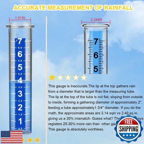 Rain Gauge Outdoor, Rain Gauges Outdoors Best Rated, Accurate Rain Measure Ga - Picture 3 of 5