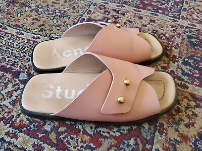Acne Studios Jillay Pink Stud Leather Slide Sandals 38 US Acne Studios Jillay Pink Stud Leather Slide Sandals 38 US