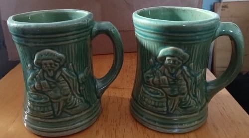 2 McCoy 1926 Green Buccaneer Pirate Mugs-Vintage