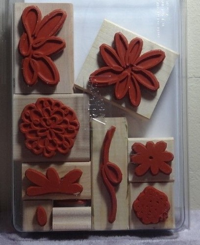 Stampin' Up! "Blossom' Wonderful" 9 Piece Wood Mounted Rubber Stamp Set RARE - Picture 2 of 2