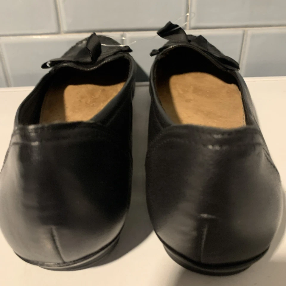 Женские кожаные черные мокасины без шнуровки YUU Raven плоские с бантом размер 11 - Изображение 4 из 4