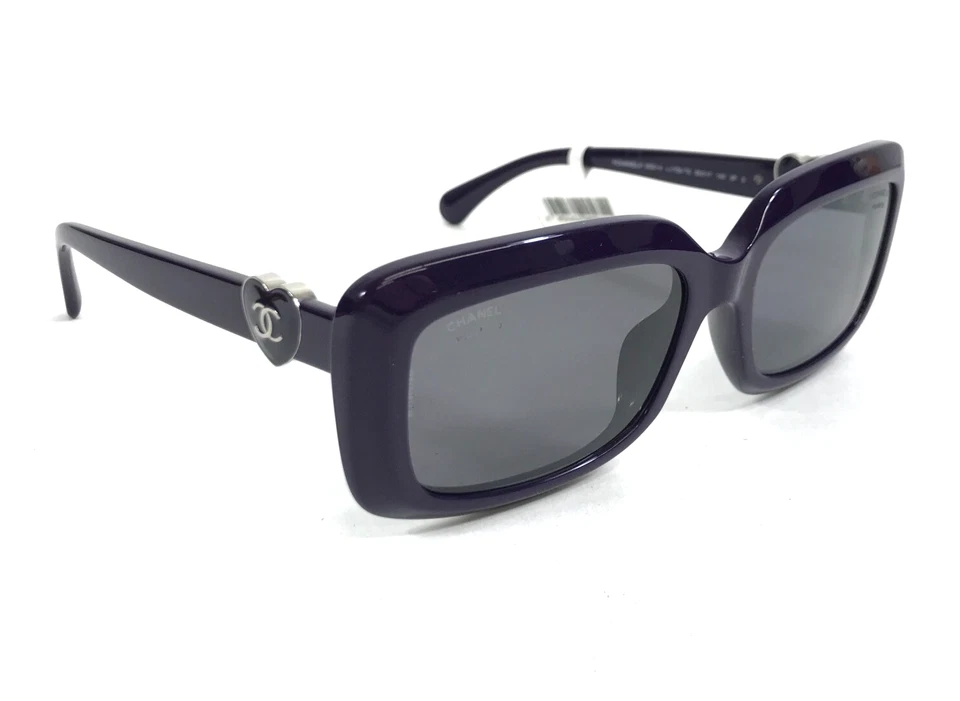 Очки солнцезащитные Chanel 5520-A c.1758/T8 блестящие фиолетовые азиатские оправы с серыми линзами - Изображение 3 из 4