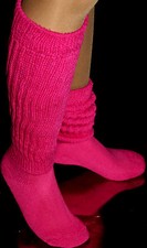 Fushia Pink Slouch to Knee Socks Scrunch Women hooters uniform Soccer Run Walk