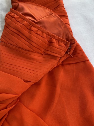 Vestido de mujer Minuet talla pequeña rosa chifón en capas cuerpo plisado sin tirantes - Imagen 6 de 8