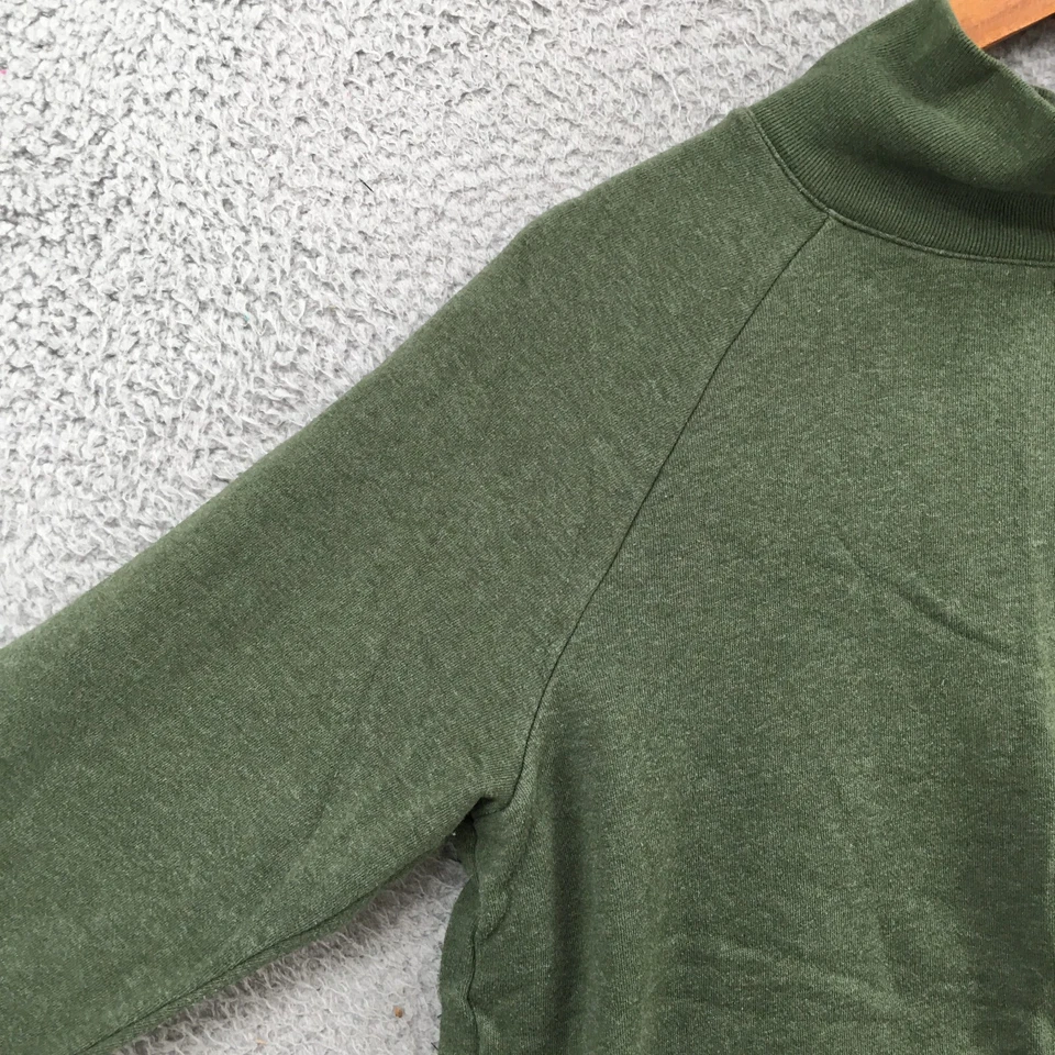 JCrew 卫衣女式 S 绿色套衫长袖纽扣领羊毛衬里 — 第 4/4 张图片