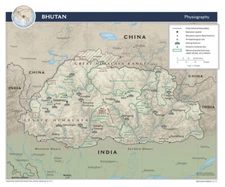 Bhutan Physical Geography Physiographic Map Country Nation Poster Print