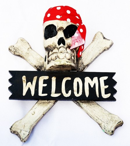 Calavera WELCOME Scull madera calaveras decoración calavera escudo de madera mural - Imagen 2 de 11