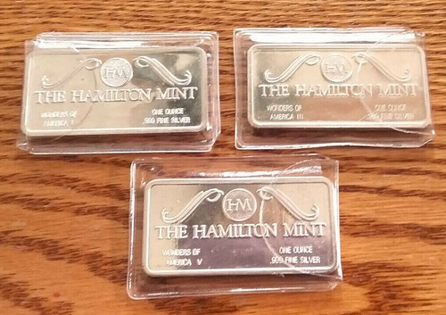 3 bar lot - 1 oz .999 Silver Art Bars MB01 - Picture 2 of 2