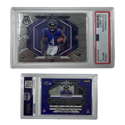 n❤️ 2023 Mosaic ZAY FLOWERS NFL Debut Silver Rookie RC PSA 8