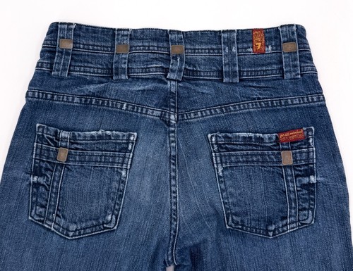 7 for all mankind jeans womens 26 Blue Extra Wide Flare Low rise Y2K Button - Picture 10 of 13