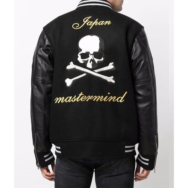 Men's Mastermind Japan Black Varsity Jacket Iconic Logo Men's Mastermind Japan Black Varsity Jacket Iconic Logo