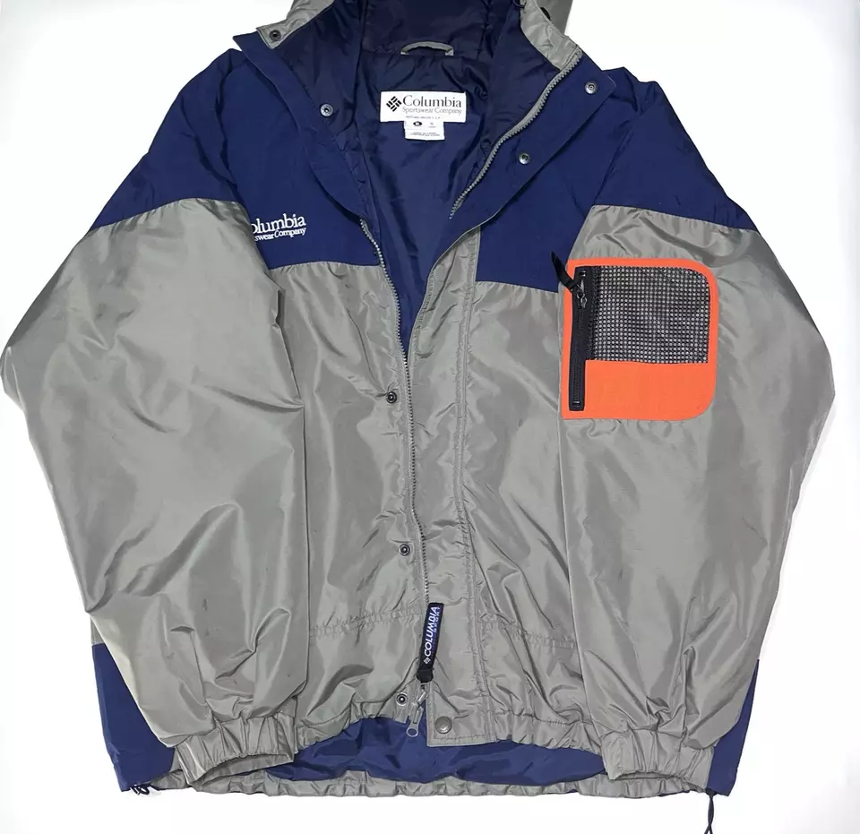 Chaqueta de invierno gruesa vintage Columbia Sport oliva/azul marino/naranja para hombre TALLA XL Foto 3 de 4