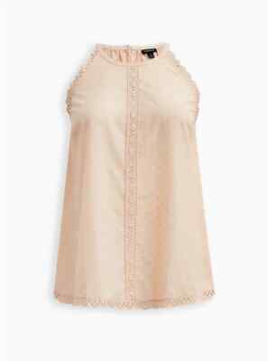 Torrid Goddess Neck Cotton Clip Dot Tank Taupe Tan 3 3X 22 24 #B07248