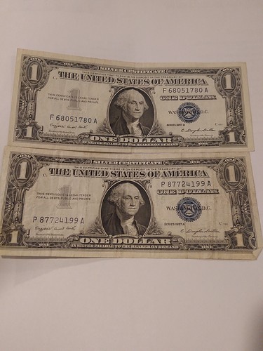 1957A Blue Seal Note 1 One Dollar Silver Certificate Bill Old 1957a-blue-seal-note-1-one-dollar-silver-certificate-bill-old