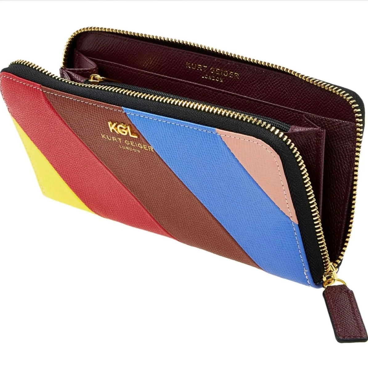 KURT GEIGER Multi Colour Stripe Purse New RP 89 Zip Around Wallet H9.5 x W19.5