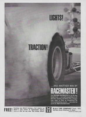 1966 M&H Racemaster Ad Drag Racing Slick Tires Vintage Magazine ...