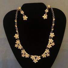 Wedding Bridal Jewelry Set Cubic Zirconia Necklace & Earring Silver Tone Set