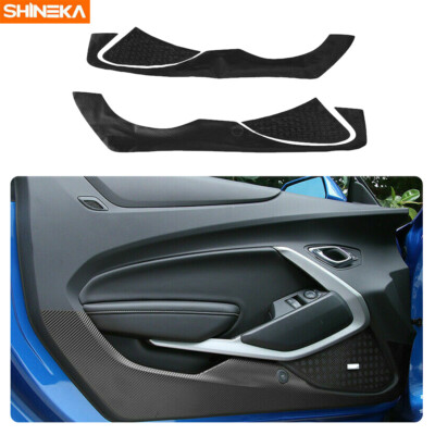 Carbon Fiber Black Car Door Anti Kick Scratch Sticker Cover For Chevy Camaro 17+