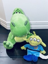 Disney Toy Story Plush Lot Green Alien  Rex Dinosaur Movie Doll Kohls Bean Bag