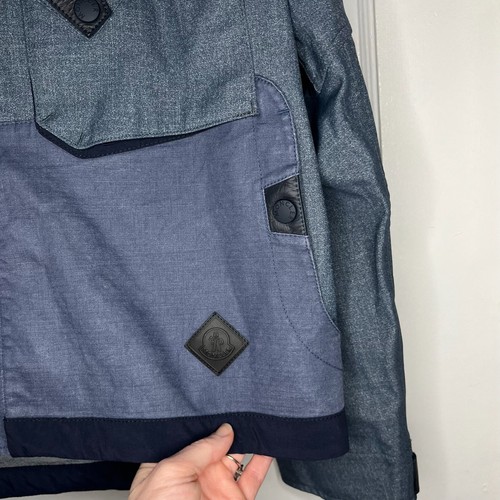 Moncler Mens Coat 2 Medium Blue Gray Flax Puku Giubotto Windbreaker Weathergear - Picture 10 of 23