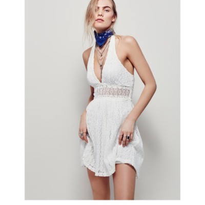 Free People Women's White So Sweetly Crochet Halter Neck