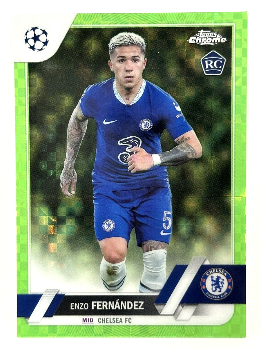 2022-23 Topps Chrome UCL Chelsea RC Enzo Fernandez Neon Green X