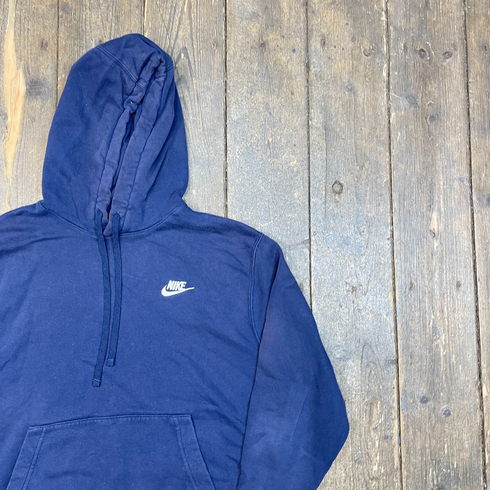 Nike Hoodie Vintage Y2K Club Logo Training Sweatshirt, Blue, Mens Medium image 2